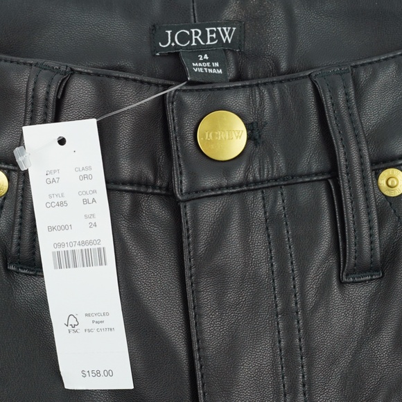 New JCREW Size 24 High-Rise Bootcut Pants in Faux Leather Black $158 CC485 - Picture 5 of 5